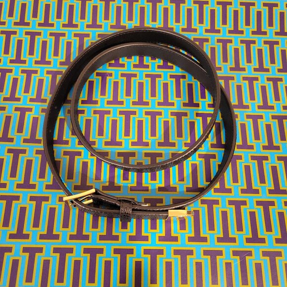 RALPH LAUREN Black Pebbled Leather Belt with Gold Buckle Size Medium LIKE NEW - Picture 4 of 8